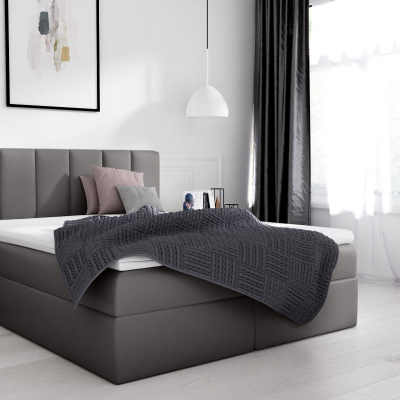 Štylová manželská posteľ Sven s úložným priestorom šedá eko koža 160 x 200 + topper