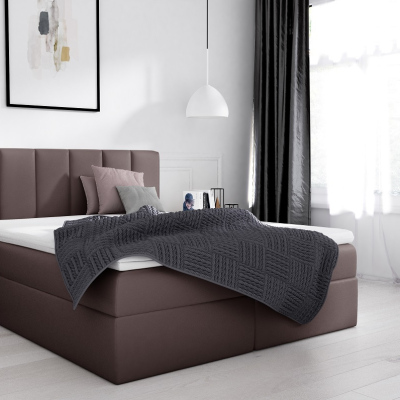 Štylová manželská posteľ Sven s úložným priestorom tmavo hnedá eko koža 160 x 200