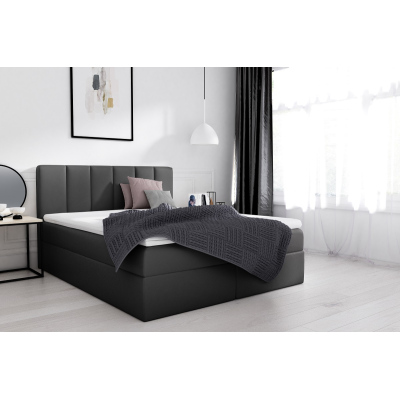 Štylová manželská posteľ Sven s úložným priestorom čierna eko koža 160 x 200