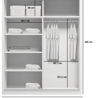 Priestranná šatníková skriňa AMADEO, šírka 125 cm, výška 245 cm