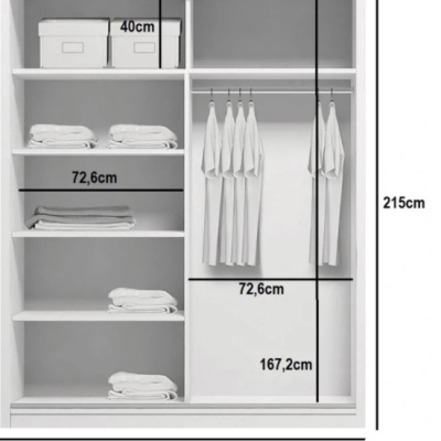 Priestranná šatníková skriňa AMADEO, šírka 150 cm, výška 215 cm