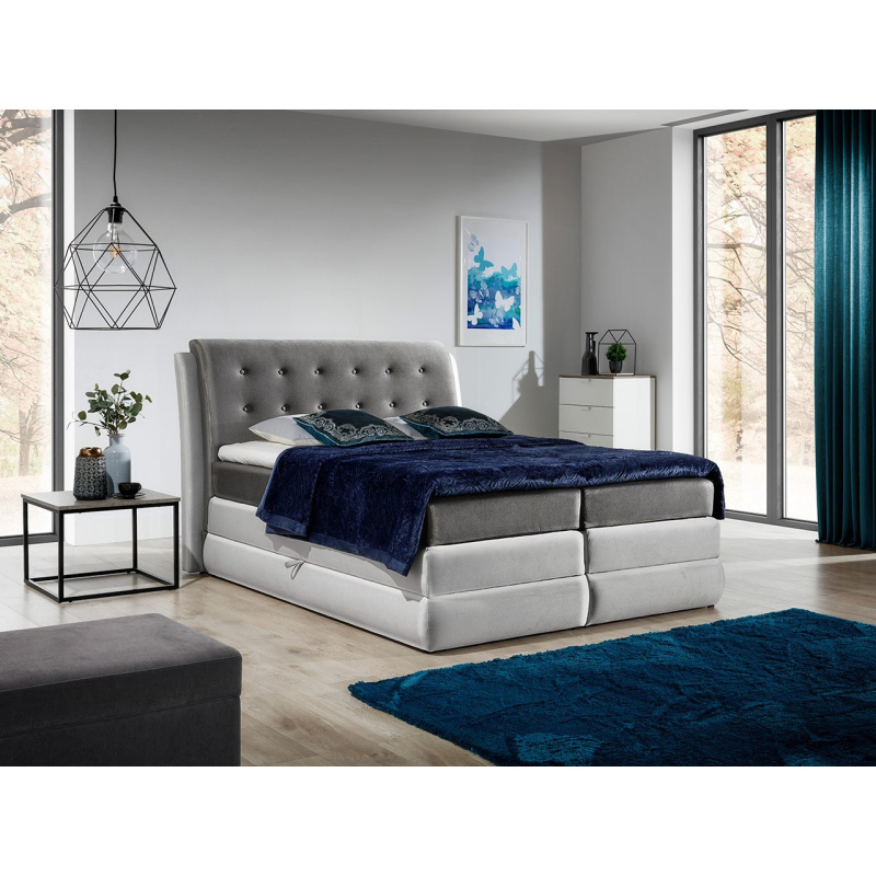 Mohutná kontinentálna posteľ VIKA 160x200, grafit + strieborná