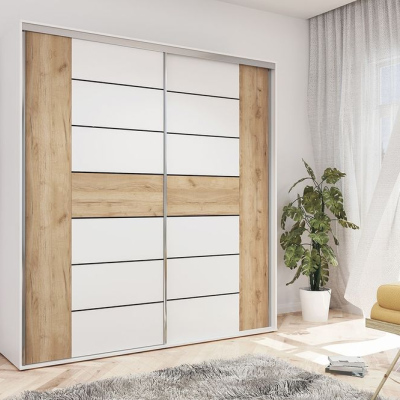 Priestranná moderná šatníková skriňa ILANA, šírka 150 cm, výška 245 cm