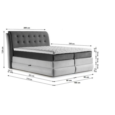Mohutná kontinentálna posteľ VIKA Vika 180x200, ružová