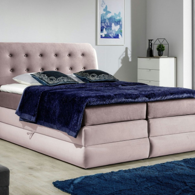 Mohutná kontinentálna posteľ Vika 120x200, ružová + TOPPER