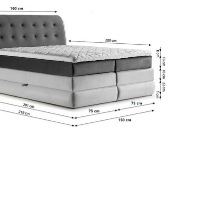 Mohutná kontinentálna posteľ VIKA 140x200, hnedá + latte + TOPPER