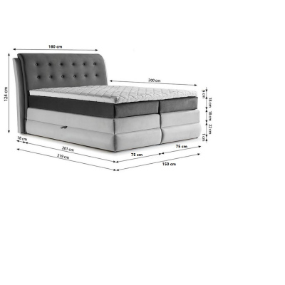 Mohutná kontinentálna posteľ VIKA 140x200, ružová + TOPPER