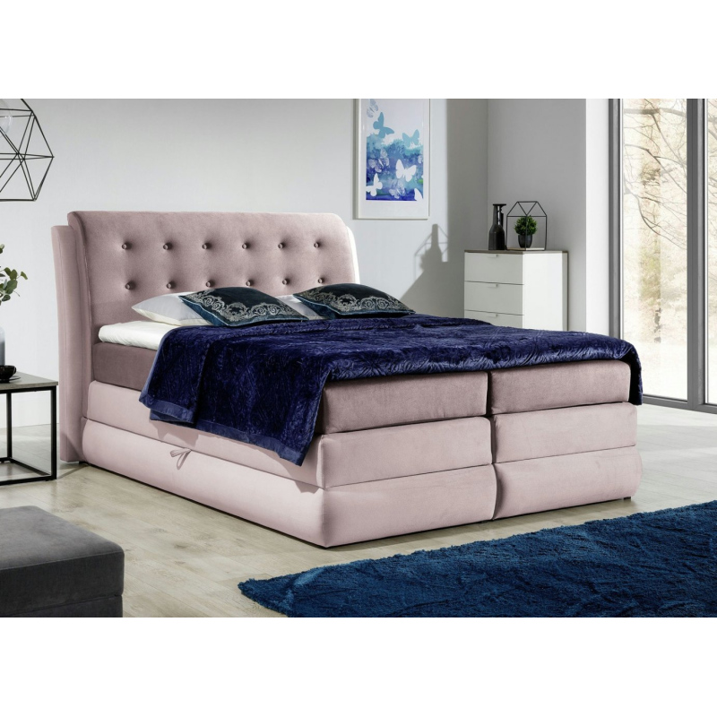 Mohutná kontinentálna posteľ VIKA 140x200, ružová + TOPPER