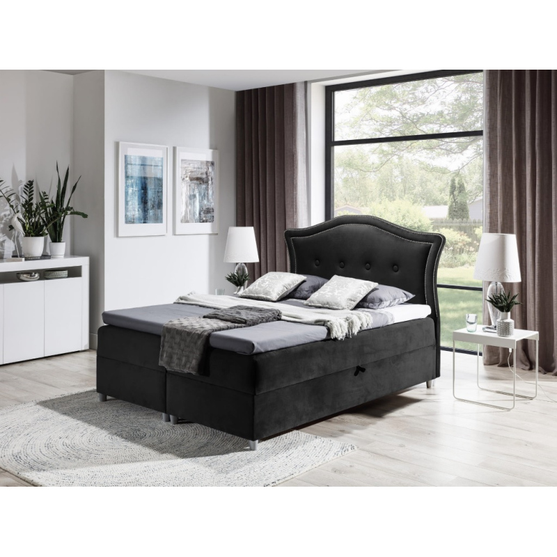 Elegantná rustikálna posteľ Bradley 200x200, čierna