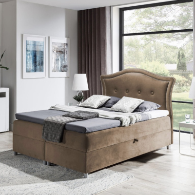 Elegantná rustikálna posteľ Bradley 120x200, svetlo hnedá + TOPPER