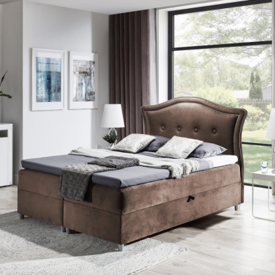 Elegantná rustikálna posteľ Bradley 120x200, hnedá + TOPPER