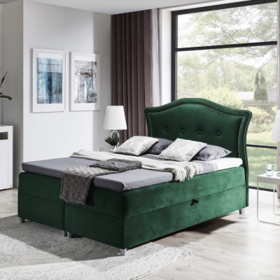 Elegantná rustikálna posteľ Bradley 120x200, zelená + TOPPER