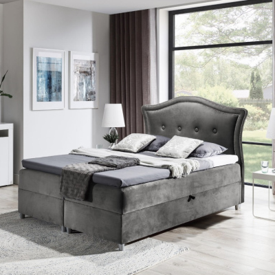 Elegantná rustikálna posteľ Bradley 120x200, šedá + TOPPER