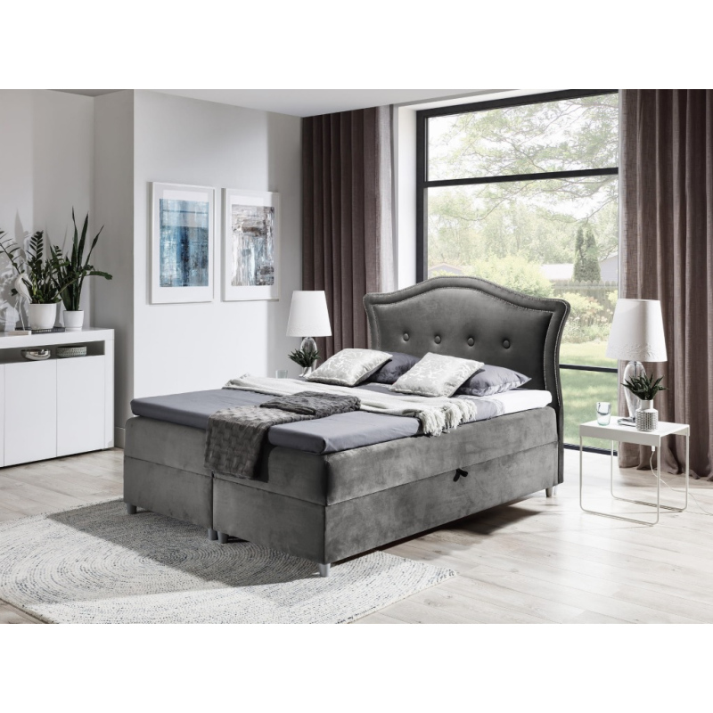 Elegantná rustikálna posteľ Bradley 120x200, šedá + TOPPER