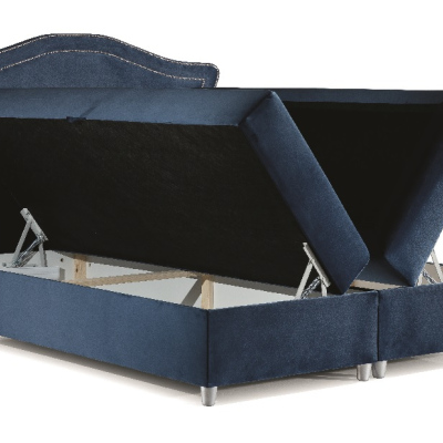 Elegantná rustikálna posteľ Bradley 120x200, modrá + TOPPER