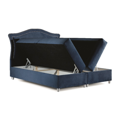 Elegantná rustikálna posteľ Bradley 120x200, modrá + TOPPER