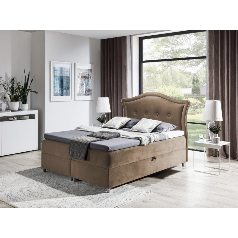Elegantná rustikálna posteľ Bradley 140x200, svetlo hnedá + TOPPER