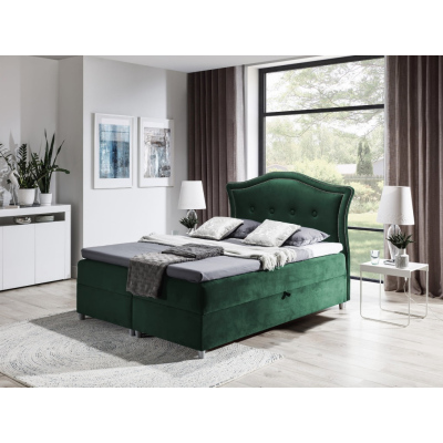 Elegantná rustikálna posteľ Bradley 140x200, zelená + TOPPER