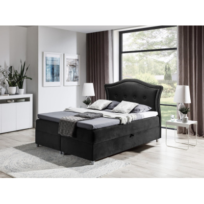 Elegantná rustikálna posteľ Bradley 140x200, čierna + TOPPER