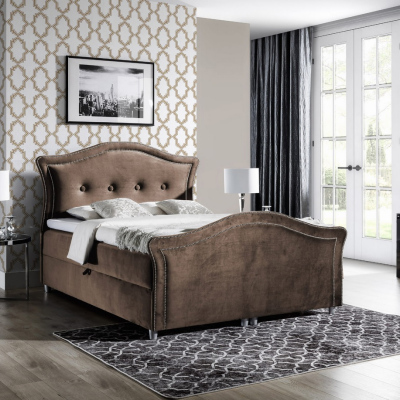 Kúzelná rustikálna posteľ Bradley Lux 160x200, hnedá
