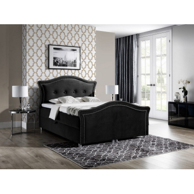 Kúzelná rustikálna posteľ Bradley Lux 140x200, čierna + TOPPER