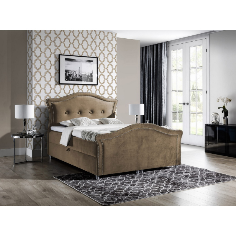 Kúzelná rustikálna posteľ Bradley Lux 160x200, svetlo hnedá + TOPPER