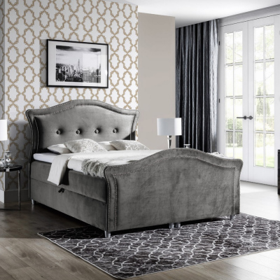 Kúzelná rustikálna posteľ Bradley Lux 160x200, šedá + TOPPER
