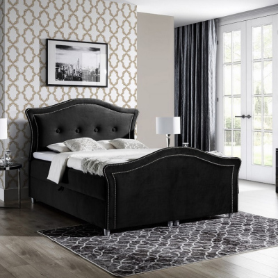 Kúzelná rustikálna posteľ Bradley Lux 160x200, čierna + TOPPER