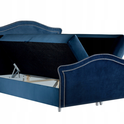 Kúzelná rustikálna posteľ Bradley Lux 160x200, šedomodrá + TOPPER
