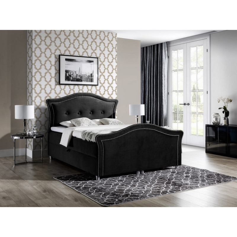 Kúzelná rustikálna posteľ Bradley Lux 180x200, čierna + TOPPER