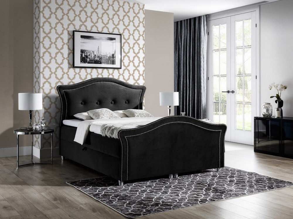 Kúzelná rustikálna posteľ Bradley Lux 180x200, čierna + TOPPER