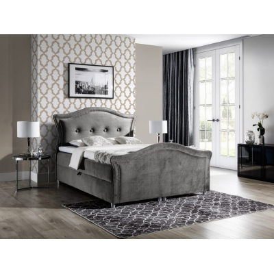 Kúzelná rustikálna posteľ Bradley Lux 200x200, šedá + TOPPER