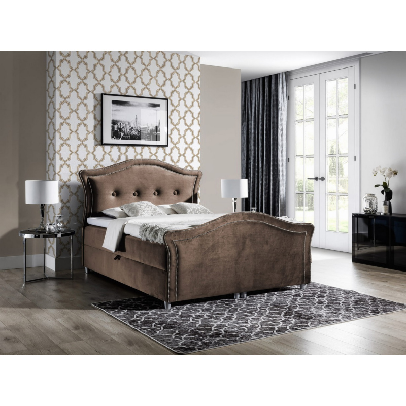 Kúzelná rustikálna posteľ Bradley Lux 200x200, hnedá + TOPPER