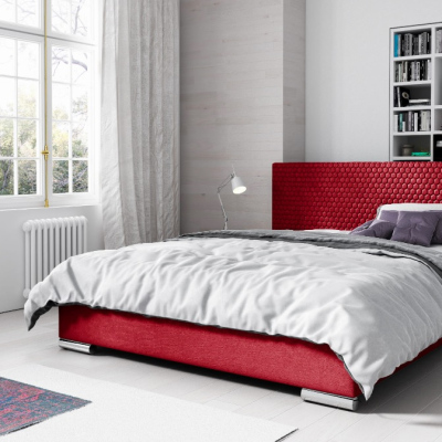 Elegantná čalúnená posteľ Champ 140x200, červená
