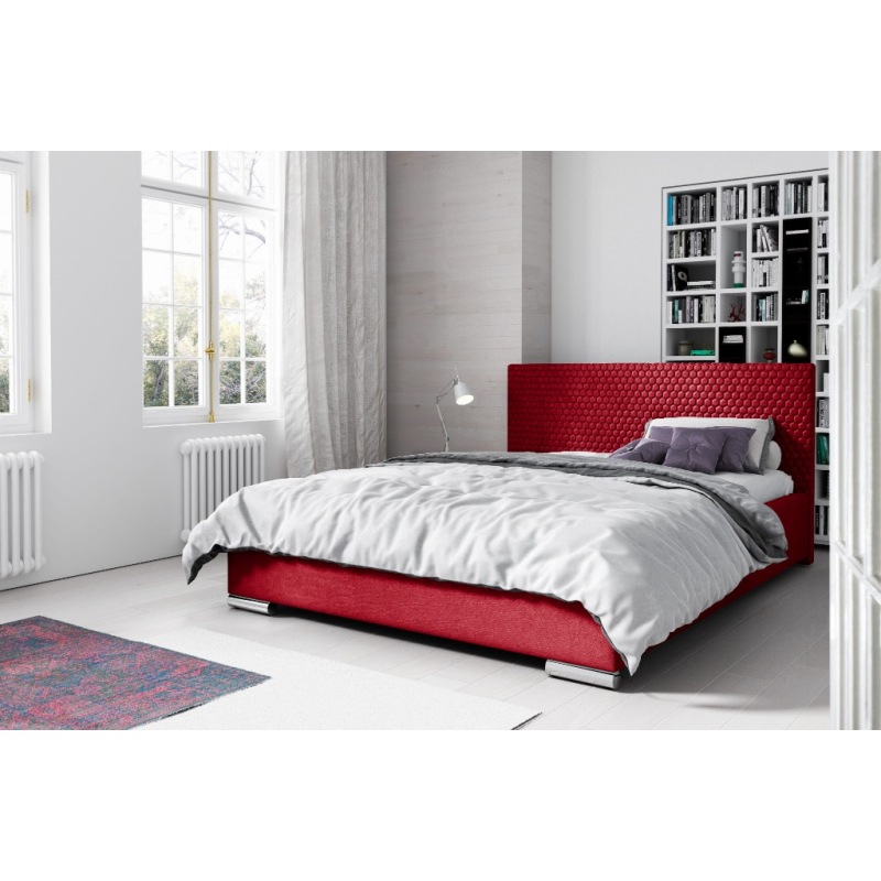 Elegantná čalúnená posteľ Champ 140x200, červená