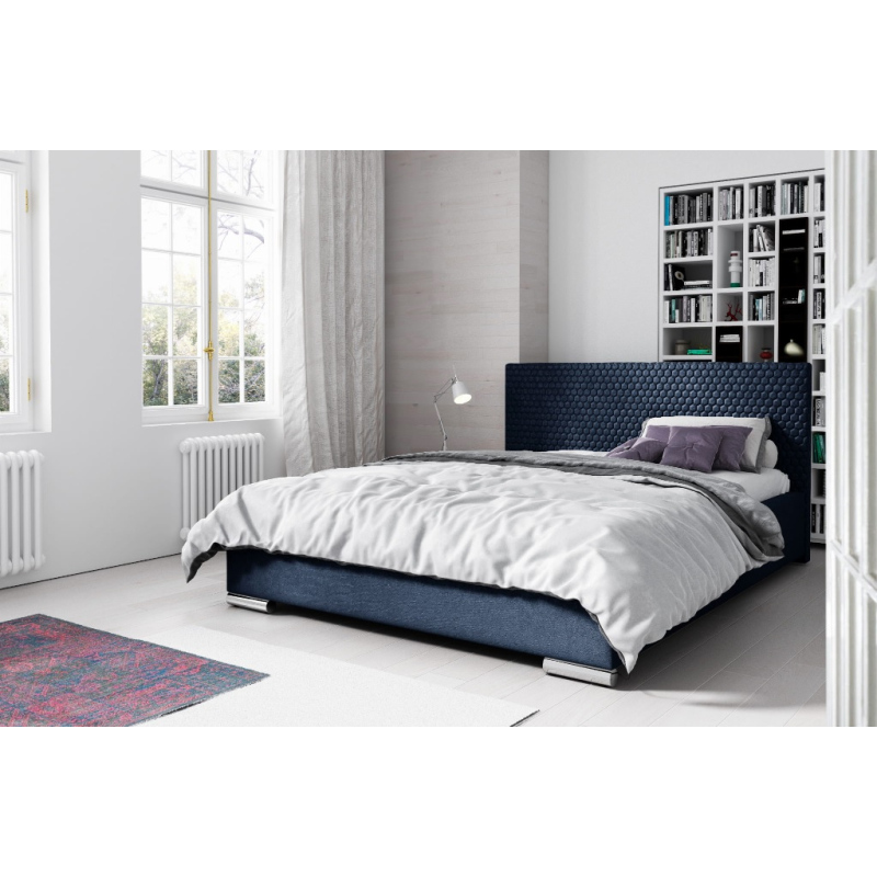 Elegantná čalúnená posteľ Champ 140x200, modrá