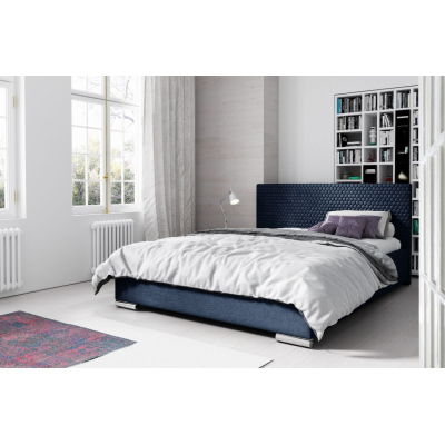 Elegantná čalúnená posteľ Champ 160x200, modrá