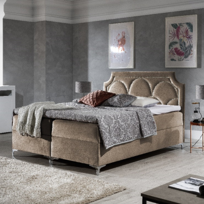 Prepychová posteľ CASSANDRA  160x200, hnedá + TOPPER