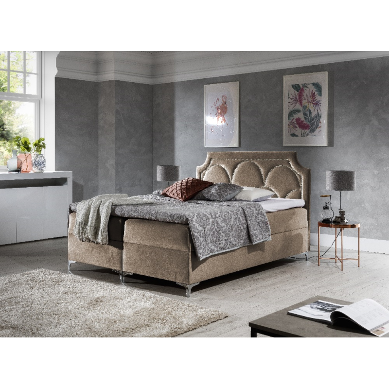 Prepychová posteľ CASSANDRA  160x200, hnedá + TOPPER