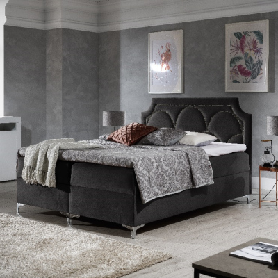 Prepychová posteľ CASSANDRA 160x200, šedá + TOPPER