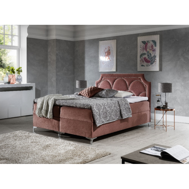 Prepychová posteľ CASSANDRA 200x200, staroružová + TOPPER