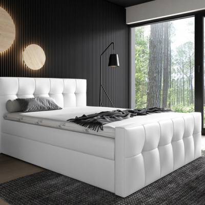 Čalúnená posteľ Maxim 140x200, biela eko koža