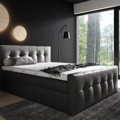 Čalúnená posteľ Maxim 140x200, čierna eko koža