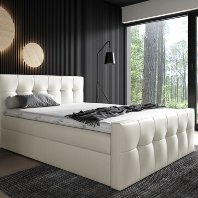 Čalúnená posteľ Maxim 120x200, béžová eko koža + TOPPER