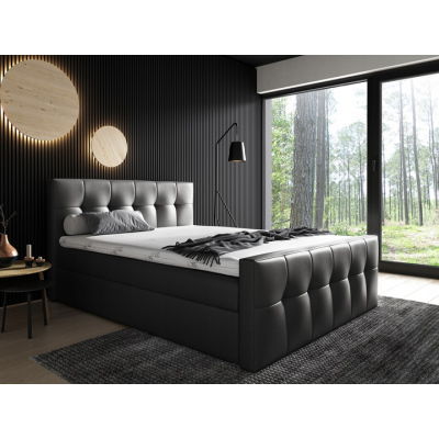 Čalúnená posteľ Maxim 120x200, čierna eko koža + TOPPER