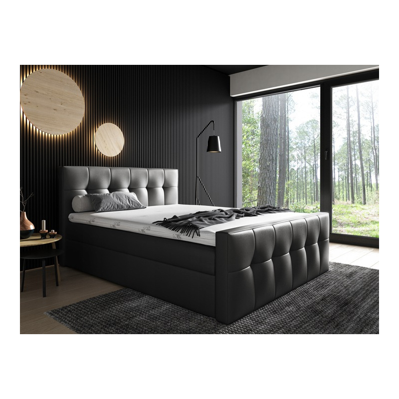 Čalúnená posteľ Maxim 140x200, čierna eko koža + TOPPER