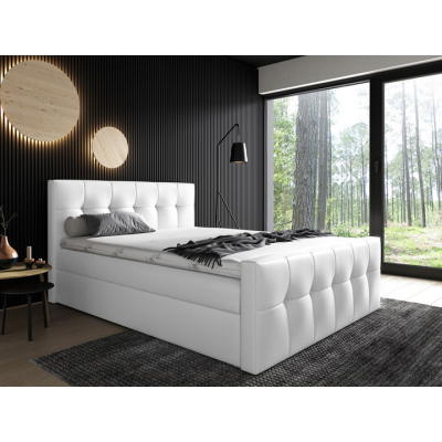 Čalúnená posteľ Maxim 160x200, biela eko koža + TOPPER