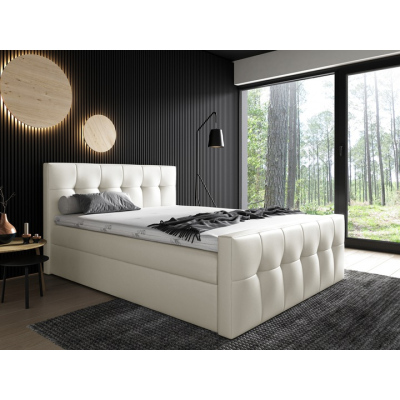 Čalúnená posteľ Maxim 180x200, béžová eko koža + TOPPER