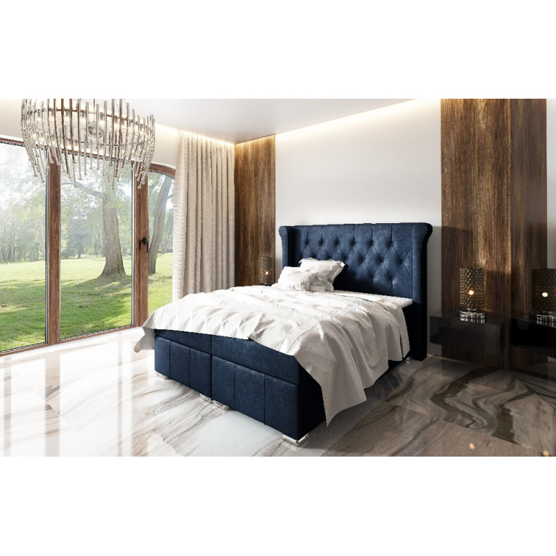 Elegantná čalúnená posteľ Maximo 200x200, modrá