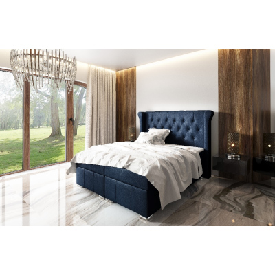 Elegantná čalúnená posteľ Maximo 120x200, modrá + TOPPER